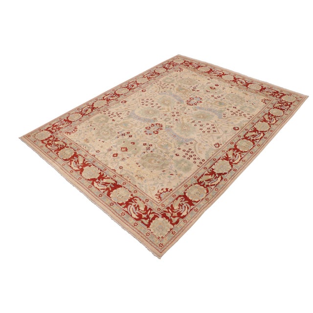 Transitional Oriental Ziegler Beige Rust Hand-Knotted Wool Rug - 9'0'' X 11'11'' For Sale - Image 3 of 8
