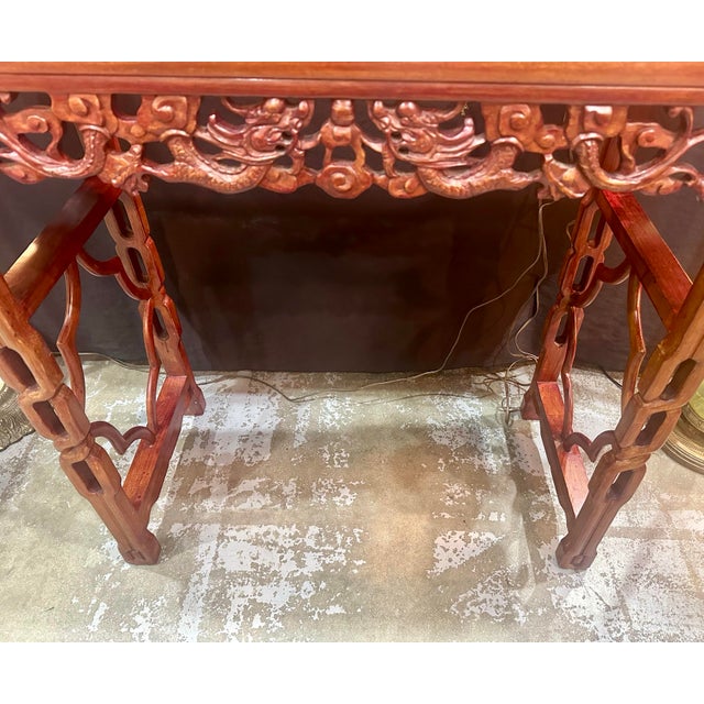 Chinese Vintage Chinese Rosewood Carved Dragon Altar/Console Table For Sale - Image 3 of 5