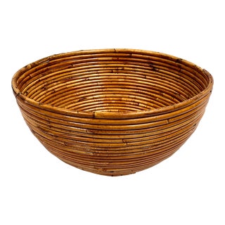 Mid-Century Pencil Reed Gabriella Crespi Style Bowl/Basket For Sale
