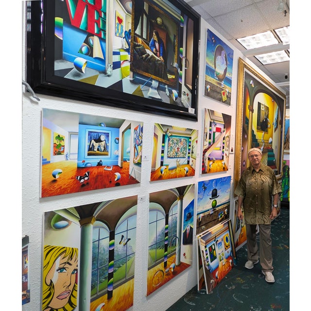 Contemporary Ferjo, Majestic View, Large Original Painting on Canvas, Hand Signed, Surrealism For Sale - Image 3 of 5
