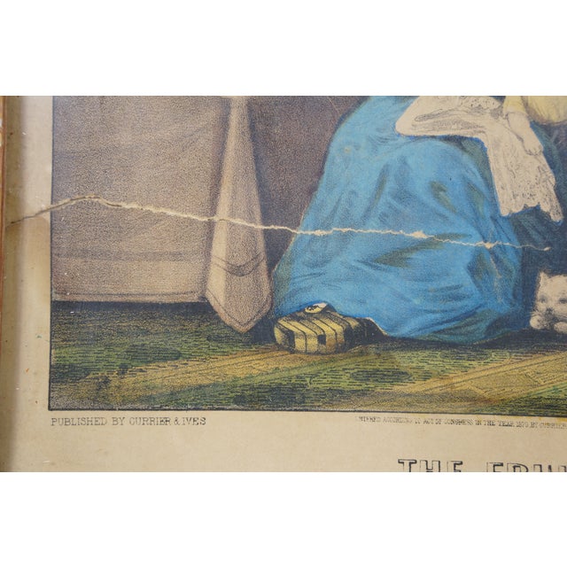 Late 19th Century Antique 1870 Fruits of Temperance Currier & Ives Hand Colored Lithograph Print For Sale - Image 5 of 16