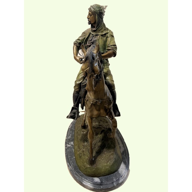 Metal 1960s "Arab on Horse" Sculpture by Alfred Barye (1839–1882) and Émile-Coriolan Guillemin (1841–1907) For Sale - Image 7 of 9