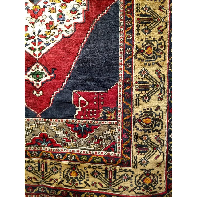 Vintage Turkish Oushak Area Rug, Hand-Knotted Geometric, Navy & Red, 6' x 9' For Sale - Image 12 of 17