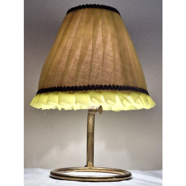 Mid-Century Modern Mid-Century Minimalist German Table Lamp with Brass Base and Fabric Shade from Lamplove, 1950s For Sale - Image 3 of 10