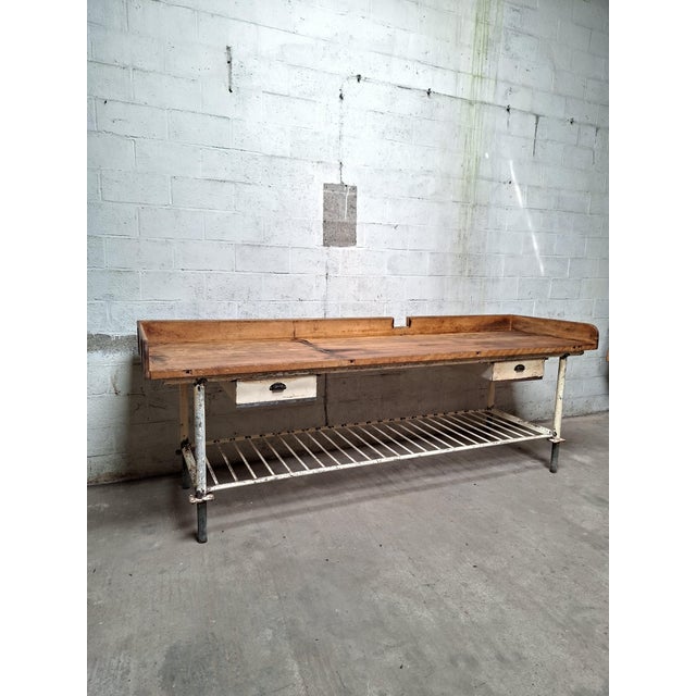 Industrial Baker's Worktable in Beech For Sale - Image 6 of 11