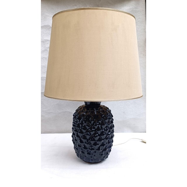 Large Pineapple Lamp in Blue Ceramic, 1970s For Sale - Image 9 of 9