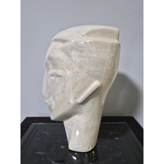 Art Deco Art Deco Iridescent Crackle Glaze Porcelain Head For Sale - Image 3 of 11