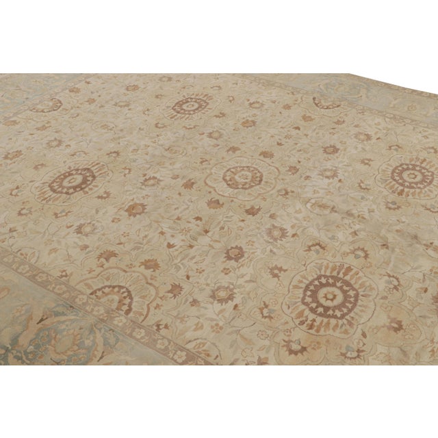 Rug & Kilim Hand-Knotted Sultanabad Style Vintage Rug Beige Blue Classic Floral Pattern For Sale - Image 4 of 7