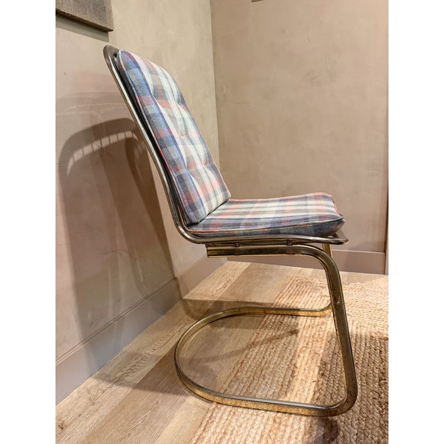 Mid-Century Modern Vintage Italian Brass Cantilever Dining Chairs, Set of 3 – Sold Individually or as a Set For Sale - Image 3 of 3