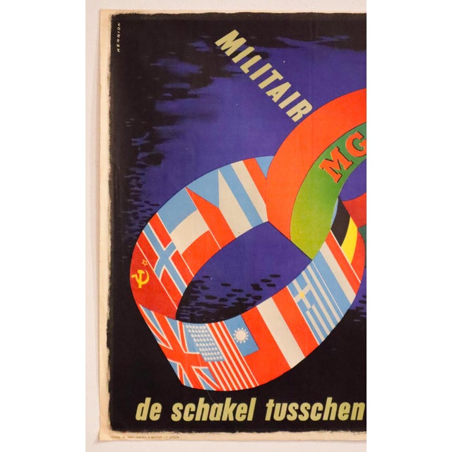 Mid-Century Modern 1947 Dutch Political Poster (The Link Between the Allies and the Netherlands, Military Authority) - Henrion For Sale - Image 3 of 5