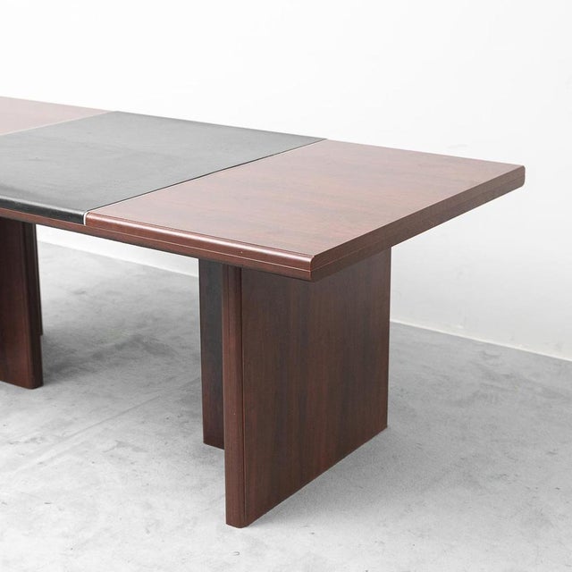 1970s Wooden and Eco-Leather Desk Table, 1970s For Sale - Image 5 of 11