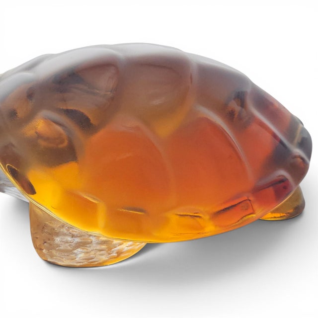 Lalique France Tortue Caroline Amber & Satin Crystal Turtle Figurine For Sale - Image 12 of 12
