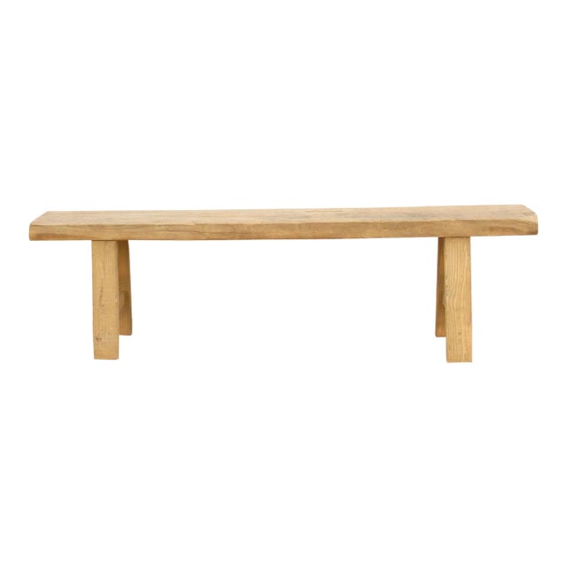 Asian Rustic Bleached Wood Bench For Sale