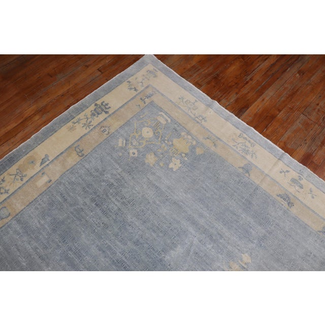 Textile Light Blue Antique Chinese Rug - 9'2" x 11'5" For Sale - Image 7 of 18