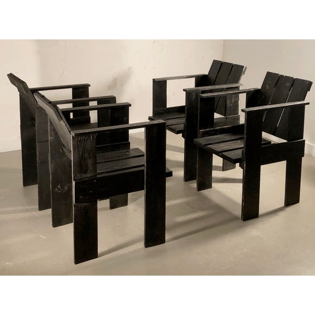 Gerrit Rietveld Postmodern Crate Chairs by Gerrit Rietveld, 1980s, Set of 4 For Sale - Image 4 of 17