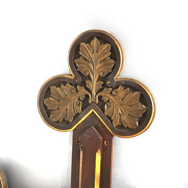 Antique Monumental Gothic Parcel Gilt & Polychromed Carved Oak Cross 19thC For Sale - Image 4 of 13