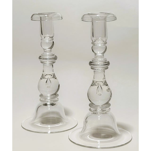 Steuben Glass Steuben Teardrop Candlesticks - Pair For Sale - Image 4 of 15