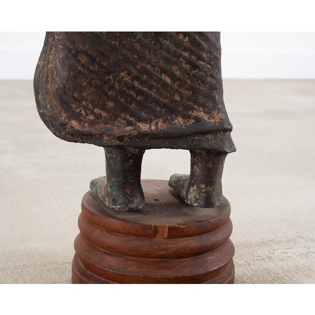 South Asian Cast Iron Buddha Figure Abhaya Mudra Pose 3 Ft For Sale - Image 14 of 18