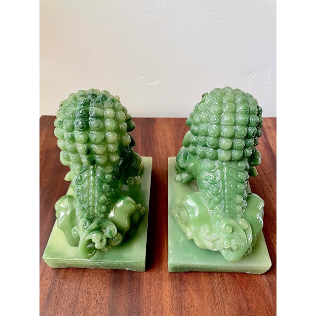 1950s Acrylic Jade Shishi Guardian Lions- a Pair For Sale - Image 4 of 13