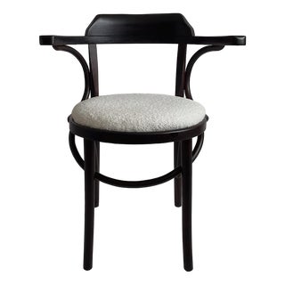 Antique Romanian Bentwood Accent Chair with Cream Boucle Seat For Sale