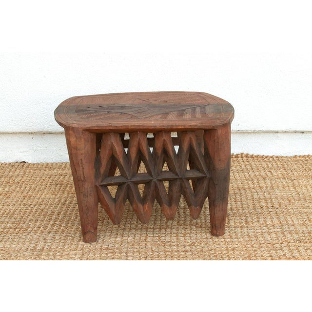 Rare Carved Leaf Top African Table For Sale In Los Angeles - Image 6 of 8