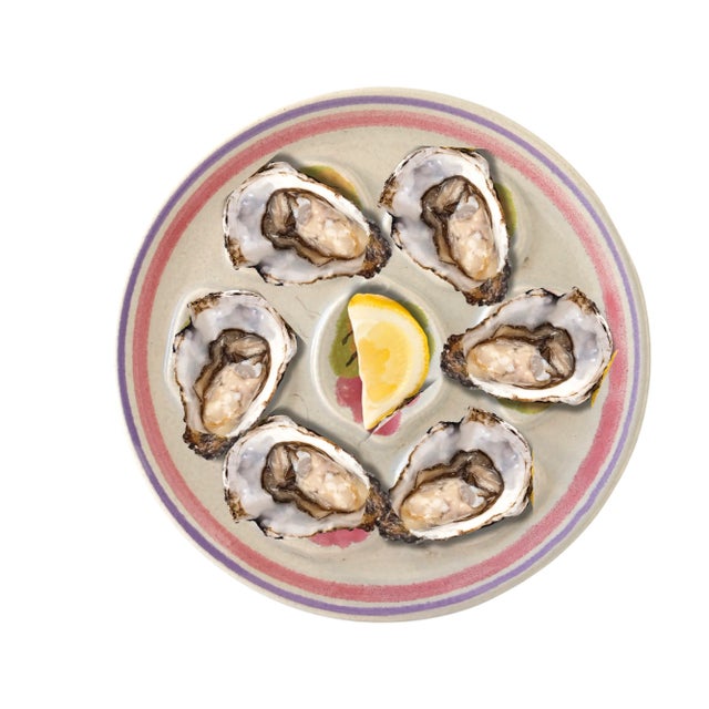 Mid 20th Century Vintage French Stoneware Oyster Plates, Set of 5 For Sale - Image 5 of 6