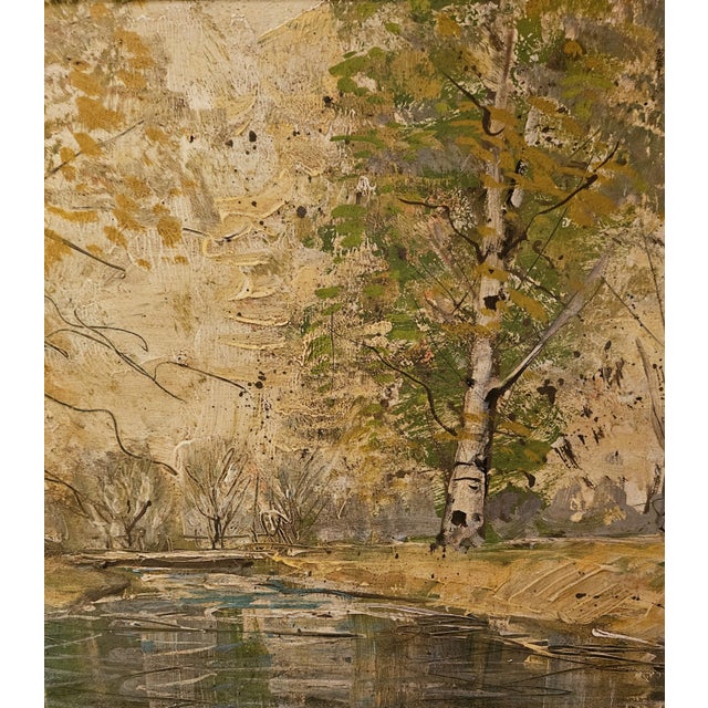 Gold Edmond Woods, "Trout Stream" Oil Painting, Framed, 1960's For Sale - Image 8 of 12