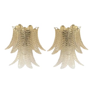 Transparent “Felci” Murano Glass Sconces – A Pair For Sale