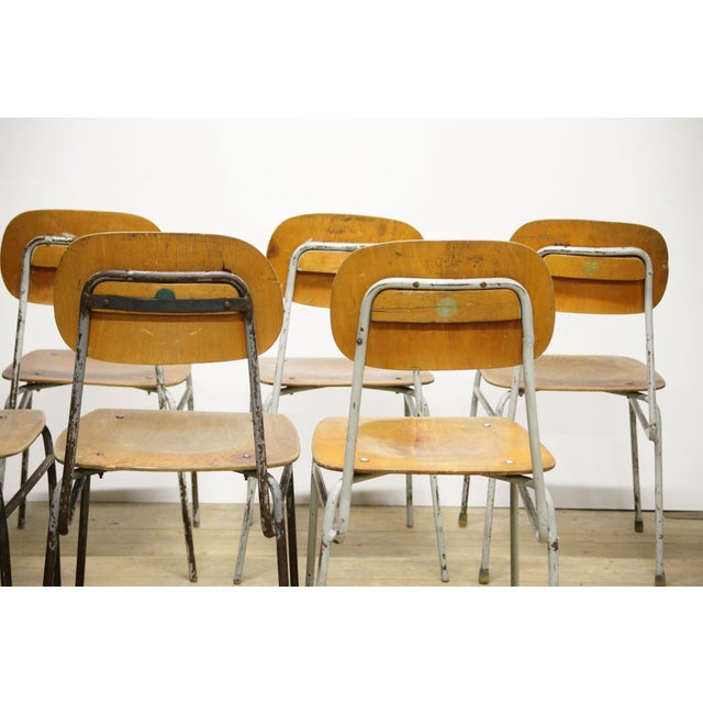 Vintage Industrial School Chairs, 1970s, Set of 6 For Sale - Image 11 of 14