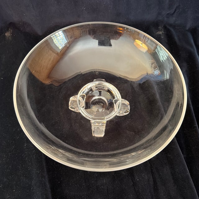 Steuben clear crystal bowl featuring scroll footed design by John Dreves 1950s Hand signed