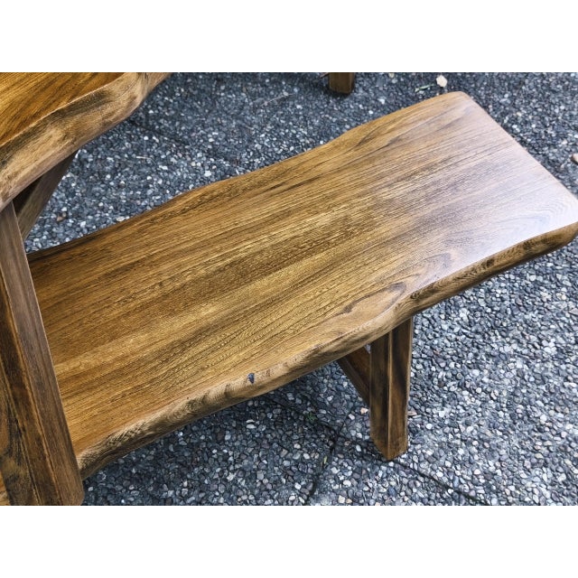 Brutalist Benches in Blond Elm from Aranjou, France, 1960s, Set of 2 For Sale - Image 9 of 18