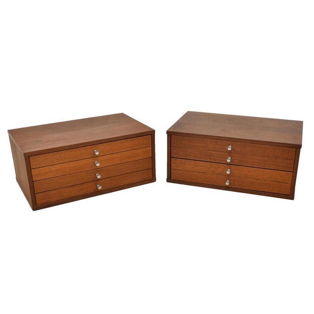 Mid Century Modern Tabletop Chest Of Two Drawers Jewelry Cabinet