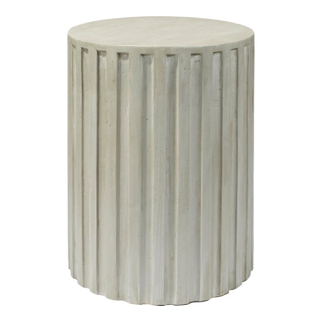 Fluted Column Side Table in Grey For Sale