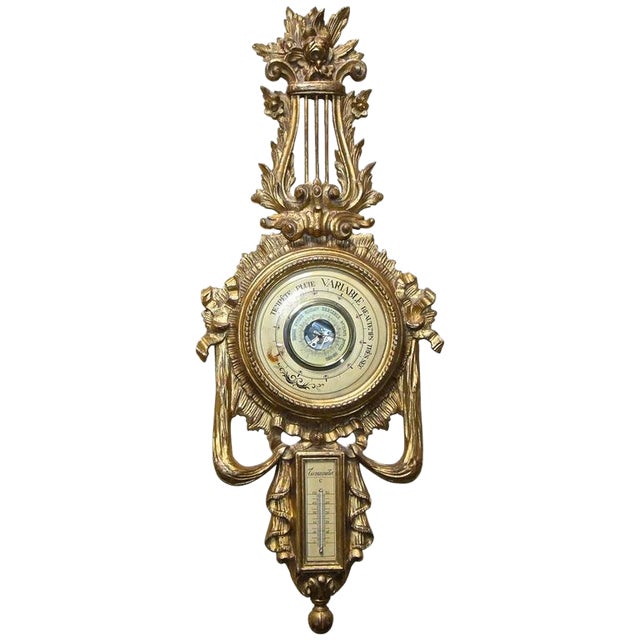 Italian Carved Giltwood Wall Barometer Thermometer Chairish