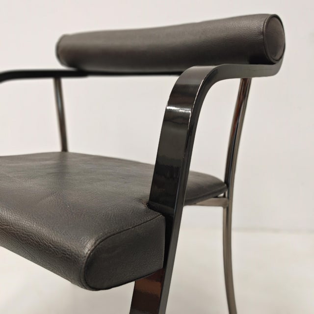 Vintage Black Armchairs with Armrests, 1980s, Set of 4 For Sale - Image 6 of 18