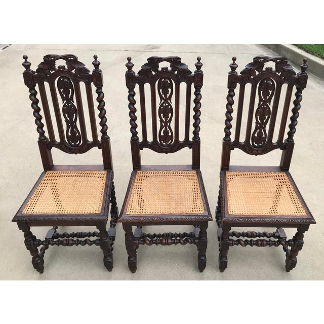 Antique Carved Barley Twist Cane Seat Dining Chairs Set of 6 Chairish