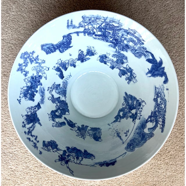 Blue & White Chinoiserie 16" Bowl-Tozai Home For Sale - Image 9 of 10