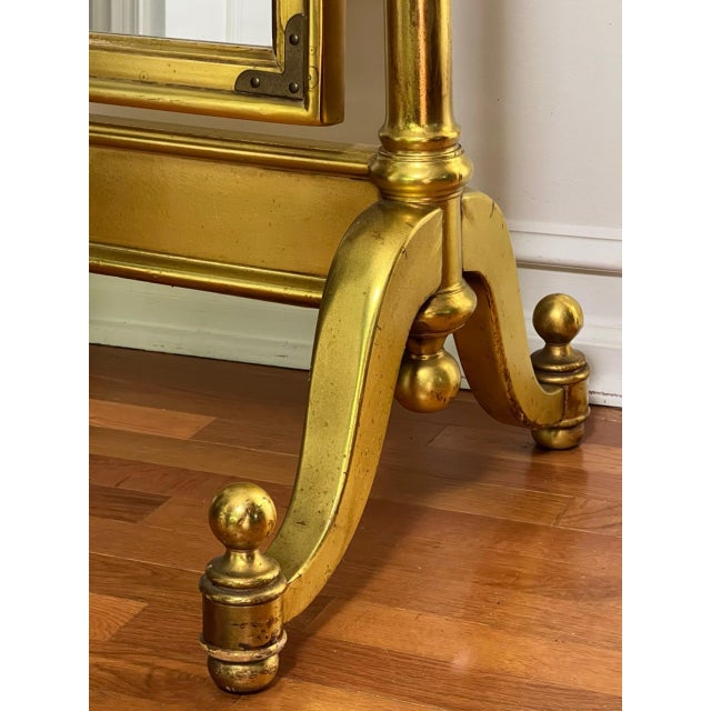 Gold 1970s Hollywood Regency Giltwood Cheval Floor Mirror For Sale - Image 8 of 13