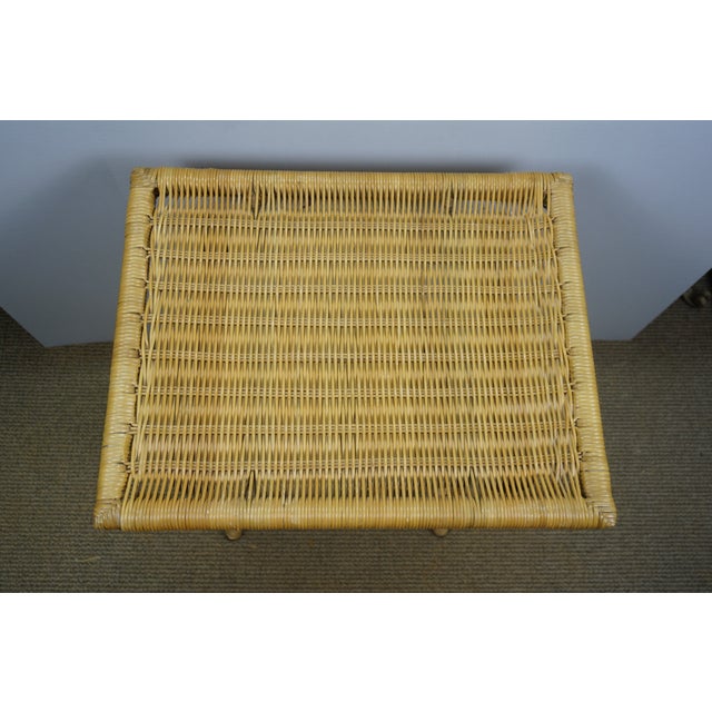 Vintage Wicker Tiered Side Accent End Table With Basket Insert For Sale - Image 6 of 12