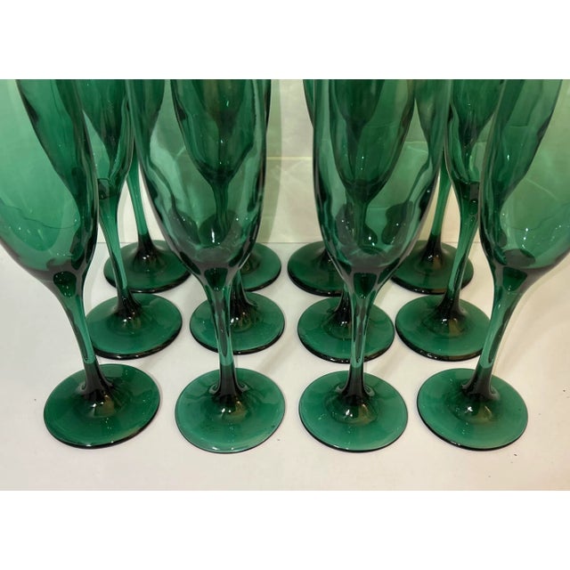 Libbey Juniper Green Champagne Flutes - New in Box, S/12 For Sale - Image 10 of 11