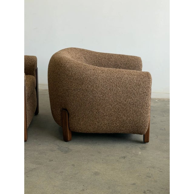 Mid 20th Century Oversized Oak & Boucle Lounge Chairs- Pair For Sale - Image 16 of 18