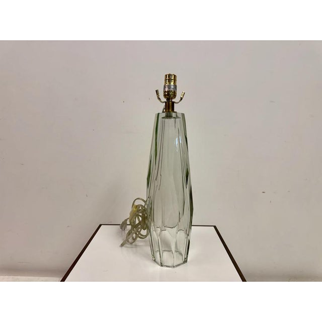 Diamond Murano galss table lamp designed by Thomas Pheasant and made by Baker Furniture. The tall lamp combes clean modern...