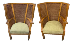 Ralph Lauren Wicker Wingback Chair - A Pair
