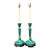 Vintage Green Lacquered Candlestick Table Lamps - Pair For Sale