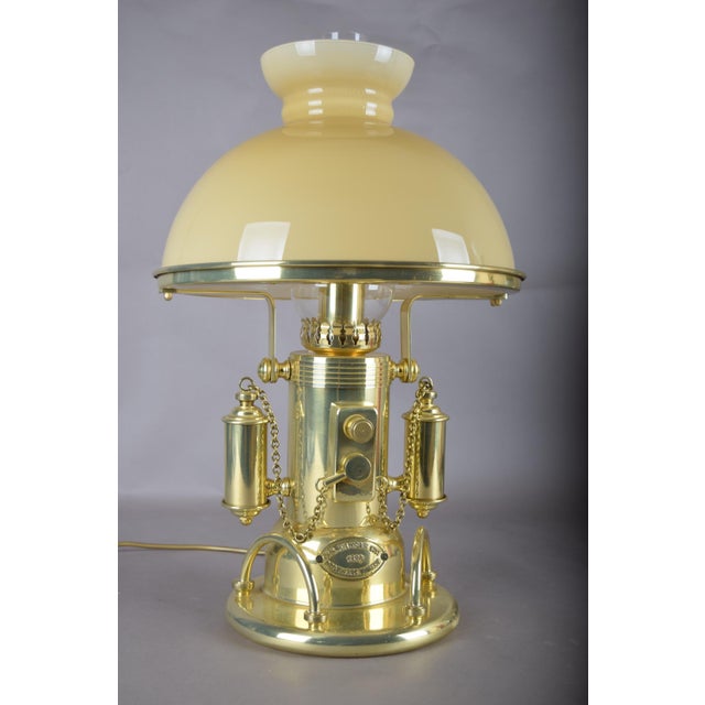 Nautical Gold-Plated Table Lamp with Glass Dome Shade, 1980s For Sale - Image 10 of 18