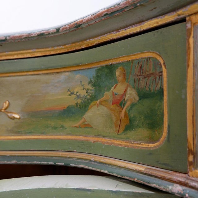 Venetian Baroque Curved Cabinet with Pastoral Scene, 1900 For Sale - Image 11 of 16