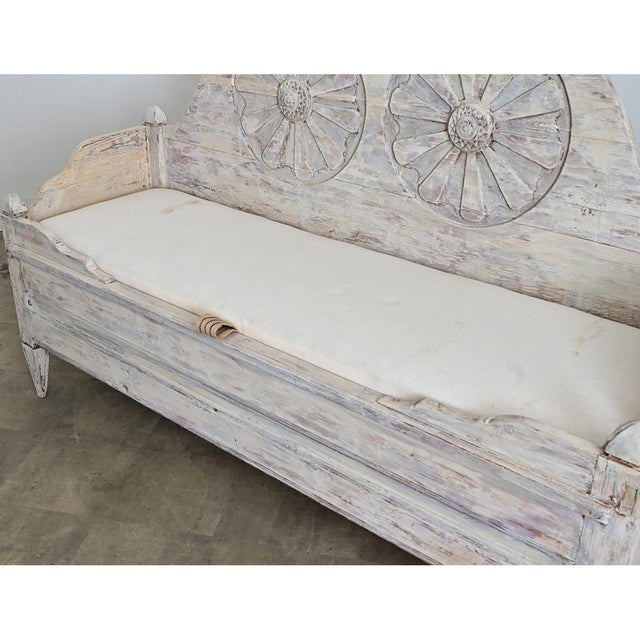 Swedish Gustavian 18th Century Painted Pine Settee with Storage For Sale - Image 11 of 15