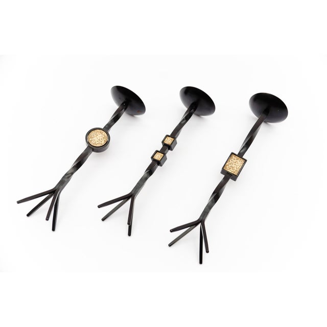 1950s Mid-Century Modern Handmade Iron and Brass Candleholders, 1950s, Set of 3 For Sale - Image 5 of 8