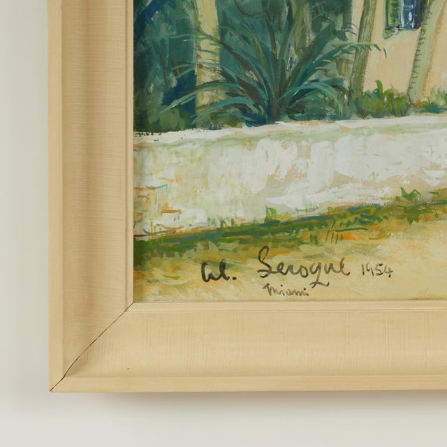 Impressionist Tropical Painting of a Miami Estate by Alois Lecoque For Sale - Image 3 of 8