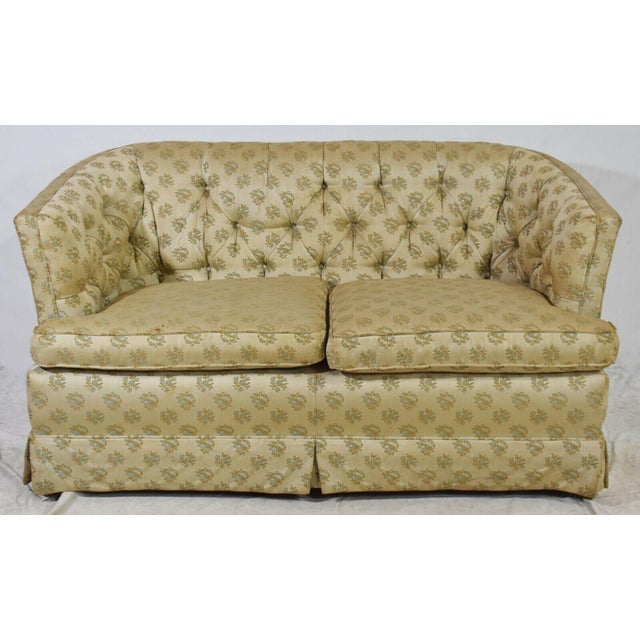 Kittinger Old Dominion Collection Settee Sofa Tufted Button Silk Fabric